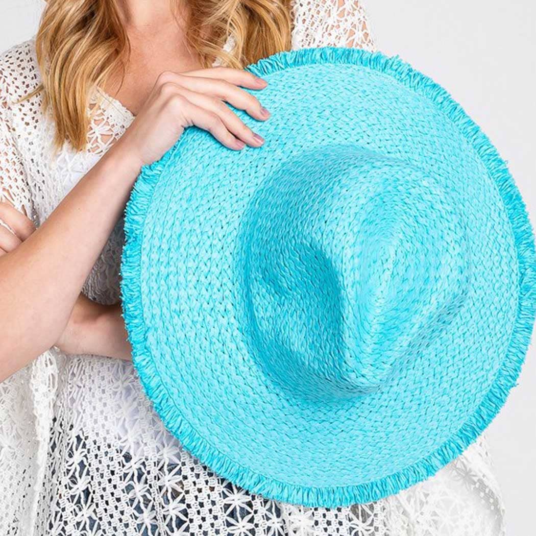 Frayed solid straw hat