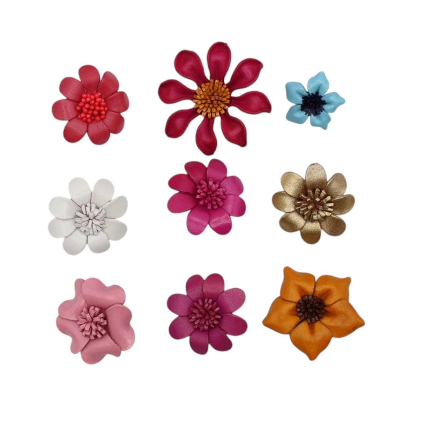 Handmade leather flower assorted pin