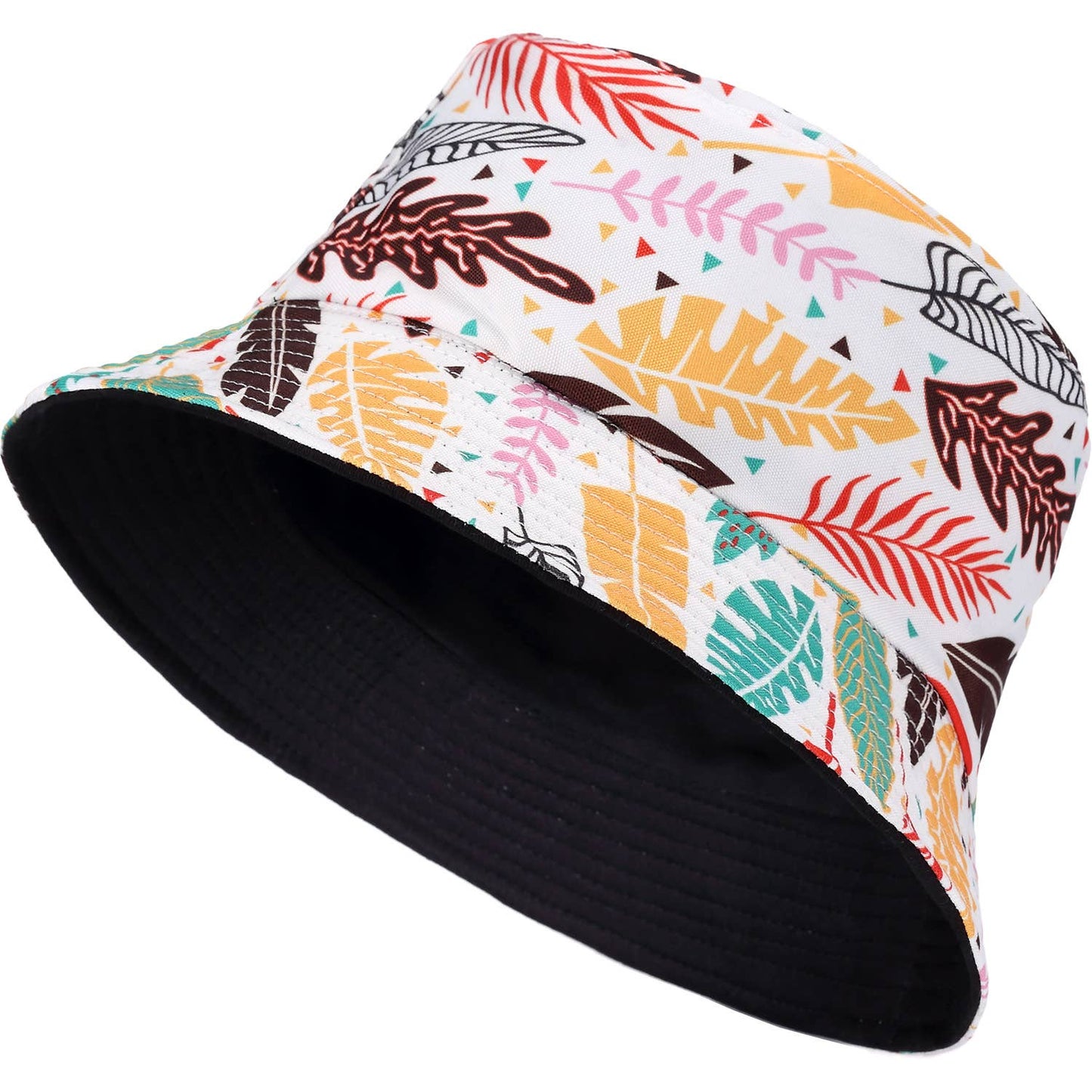 Leaf print bucket hat