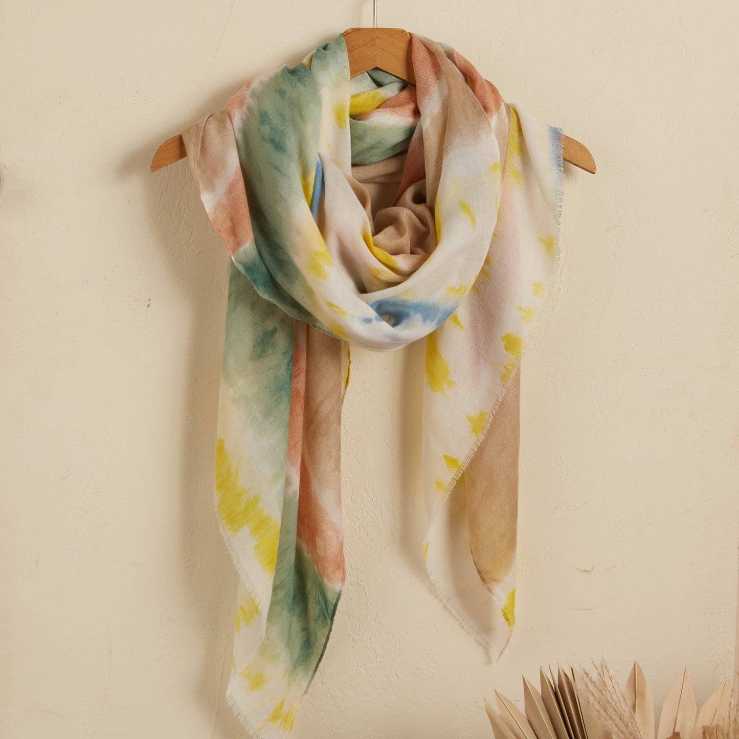 Skye Tie Dye Scarf - Beige/Green
