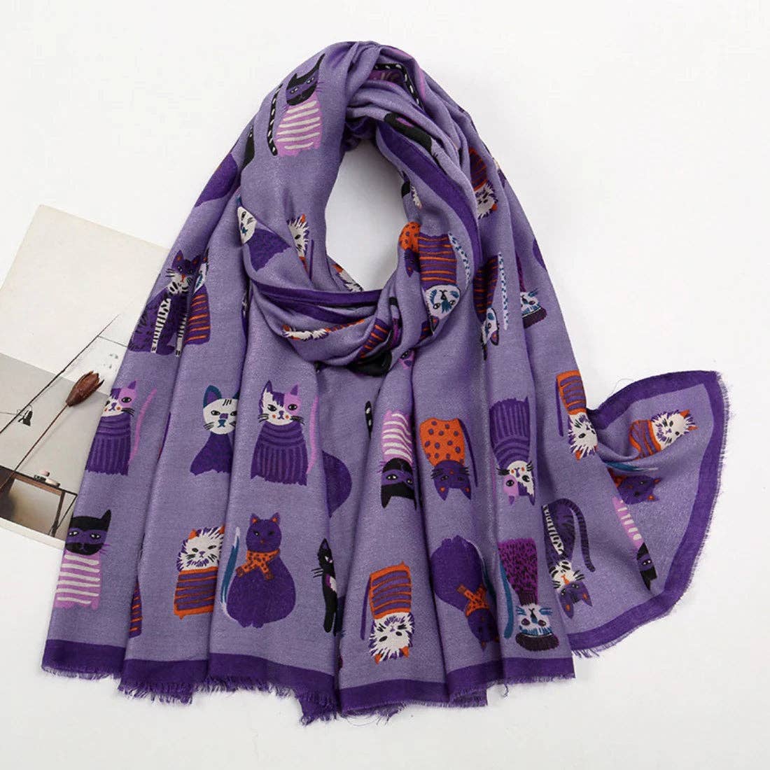 Cute Cartoon Cat Pattern Scarf
