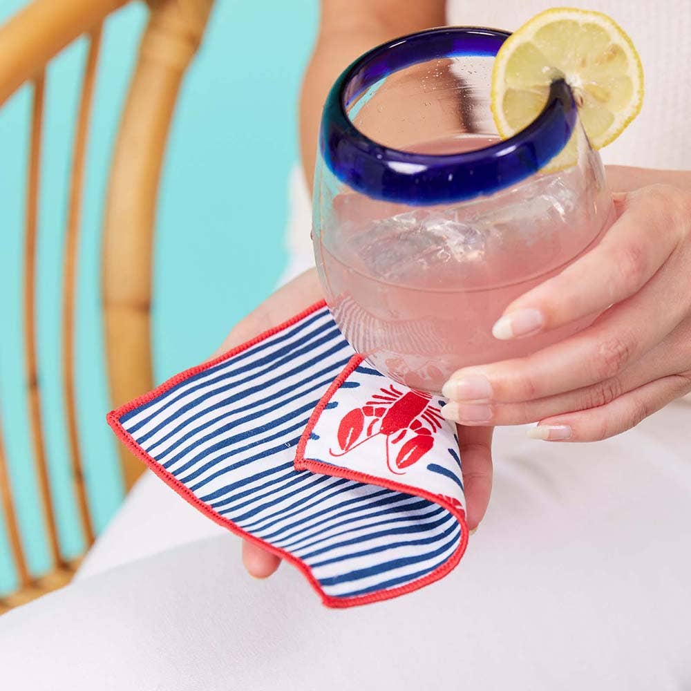 LOBSTER WAVES Reusable Eco Cocktail Napkins, set of 8