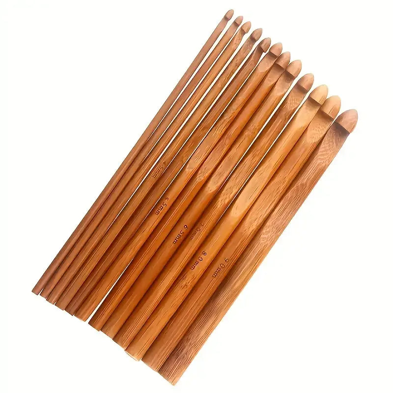 Bamboo Crochet Hooks Set, 12 Pcs, 3-10mm