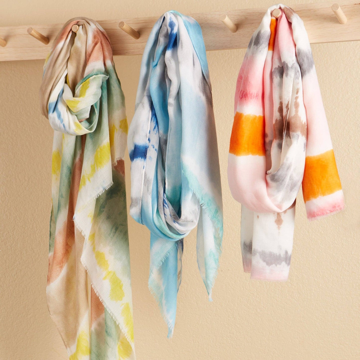 Skye Tie Dye Scarf - Beige/Green