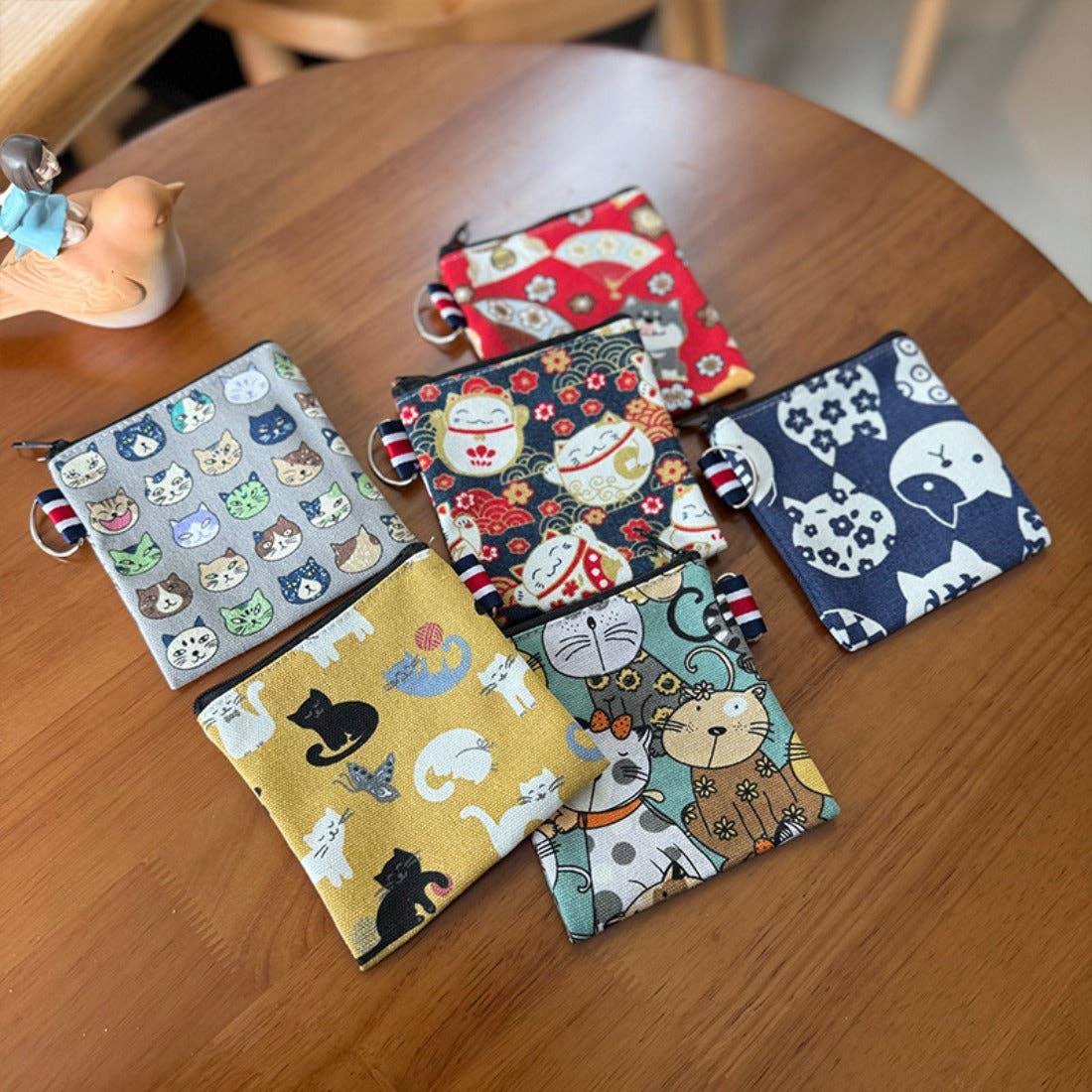 Cosbai - Canvas Cat Pattern Coin Purse