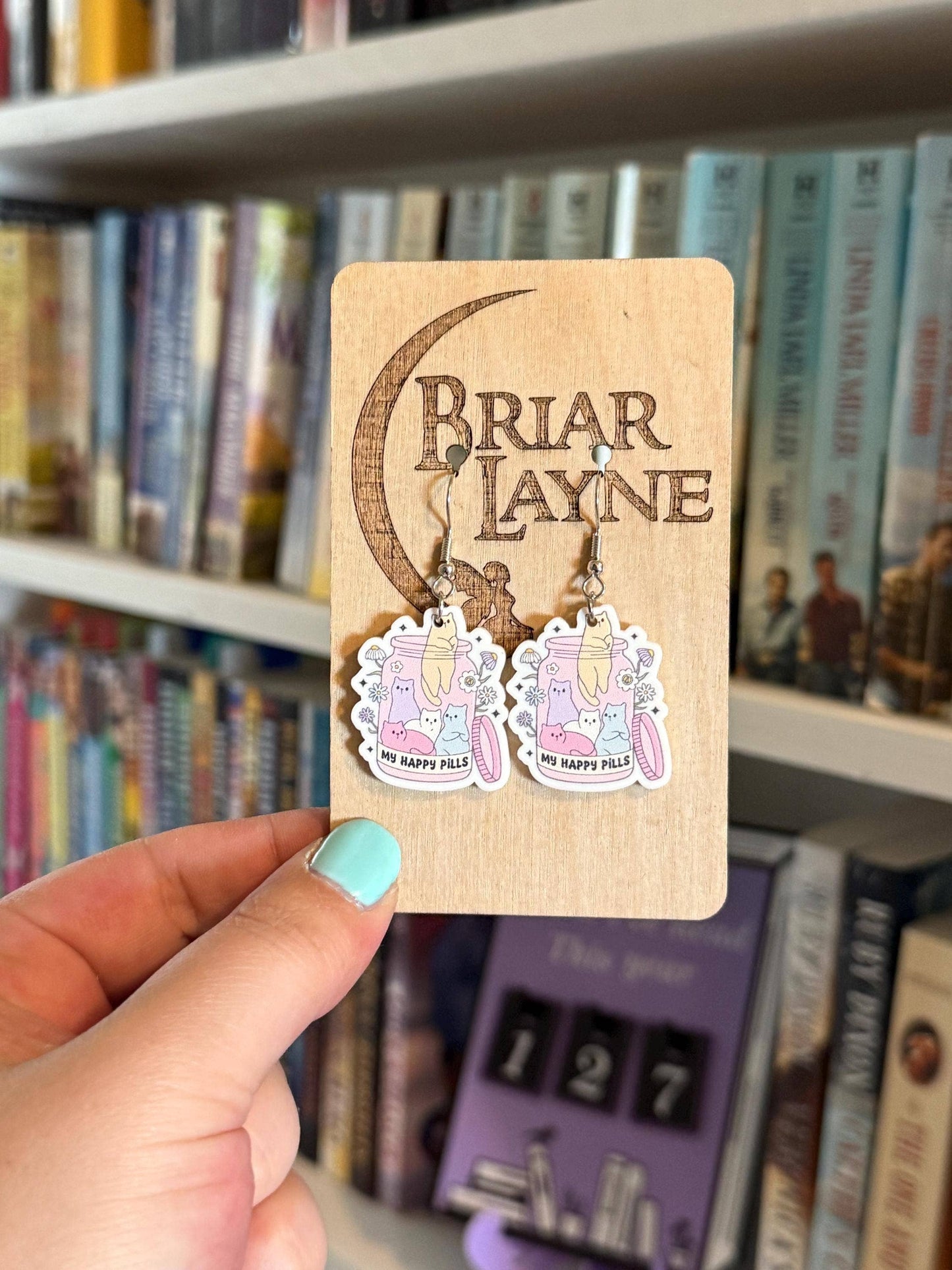 Happy Pills Cat & Book Lovers Themed Earrings