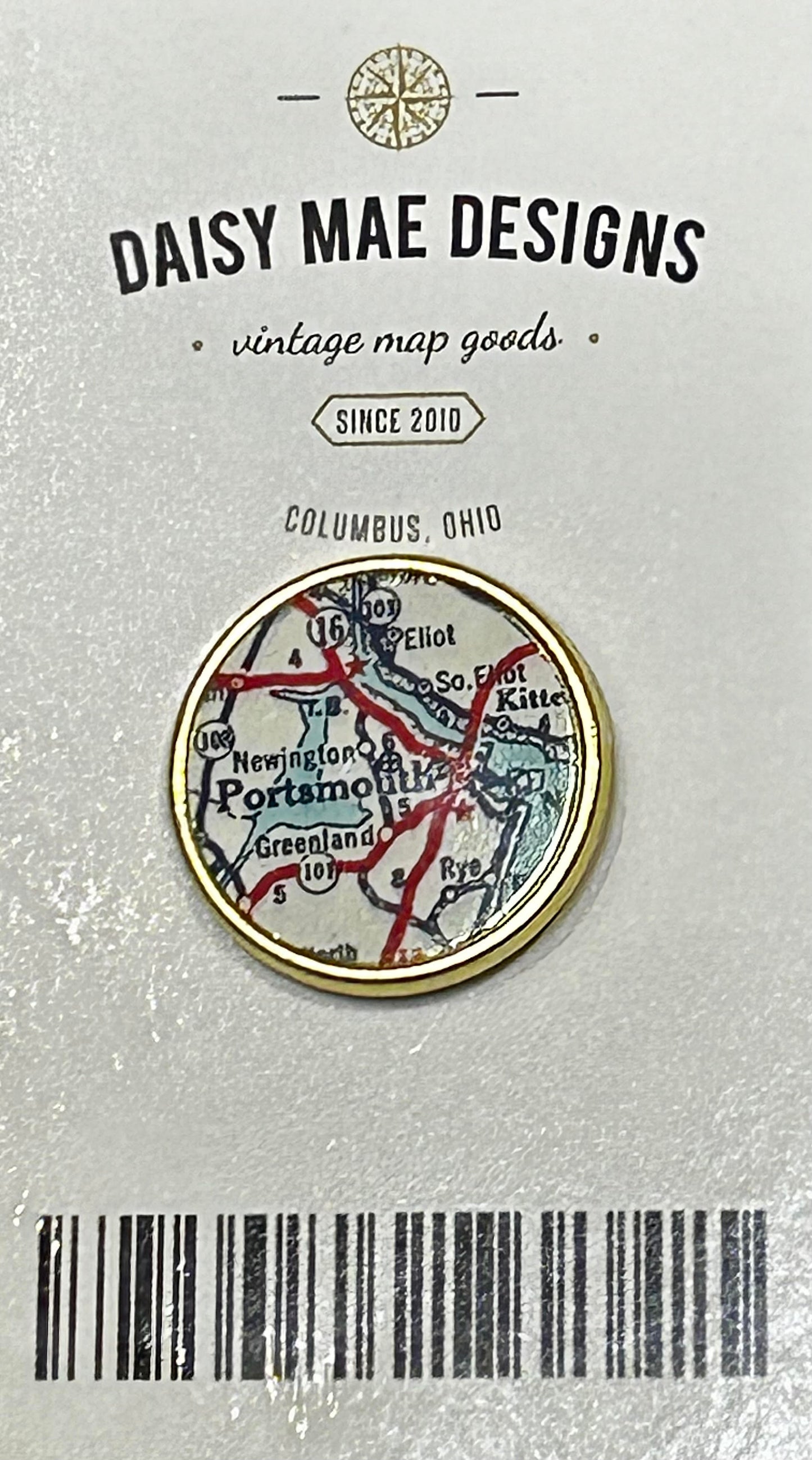 Portsmouth, NH Vintage Map Lapel Pin
