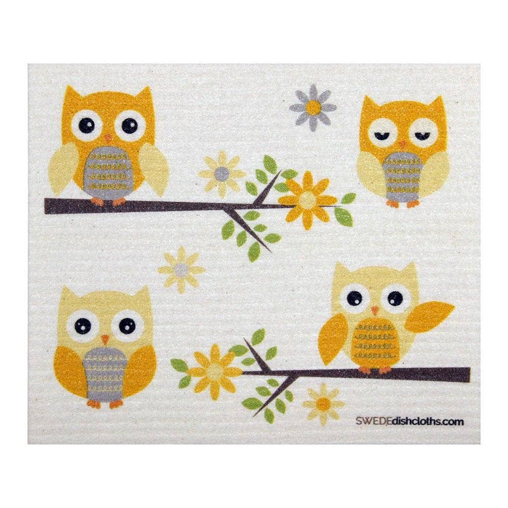 Swedish Dishcloth Owls in Branches Spongecloth