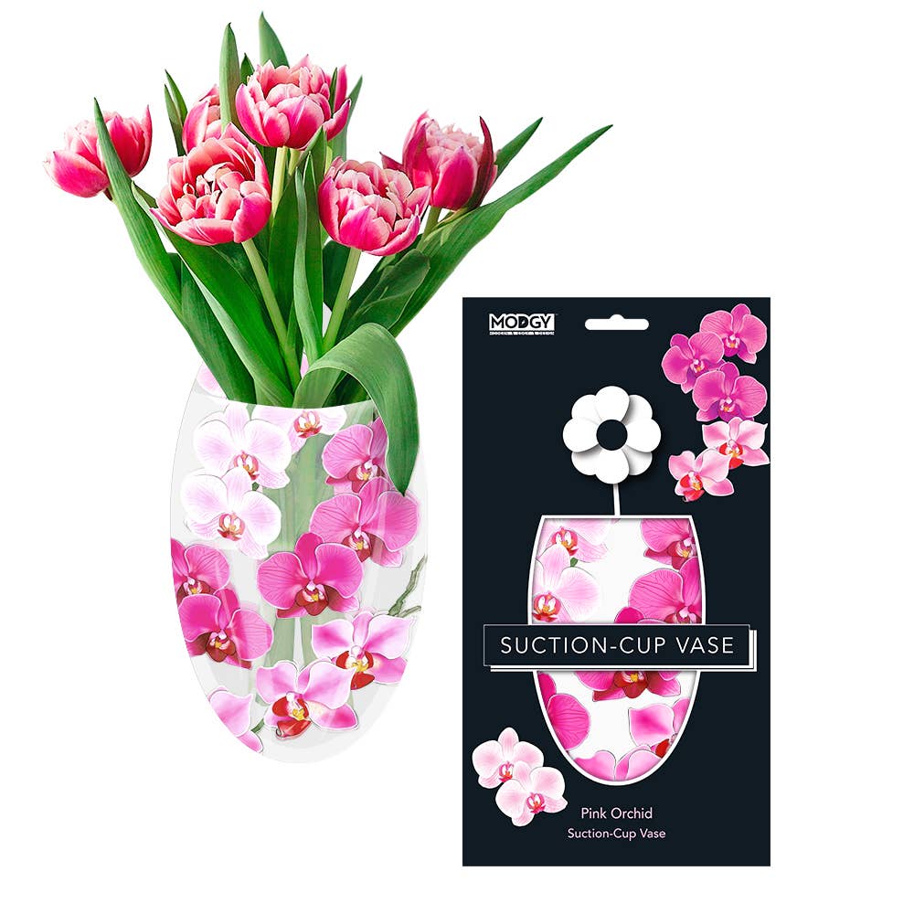 Pink Orchid Oval Suction Cup Vase