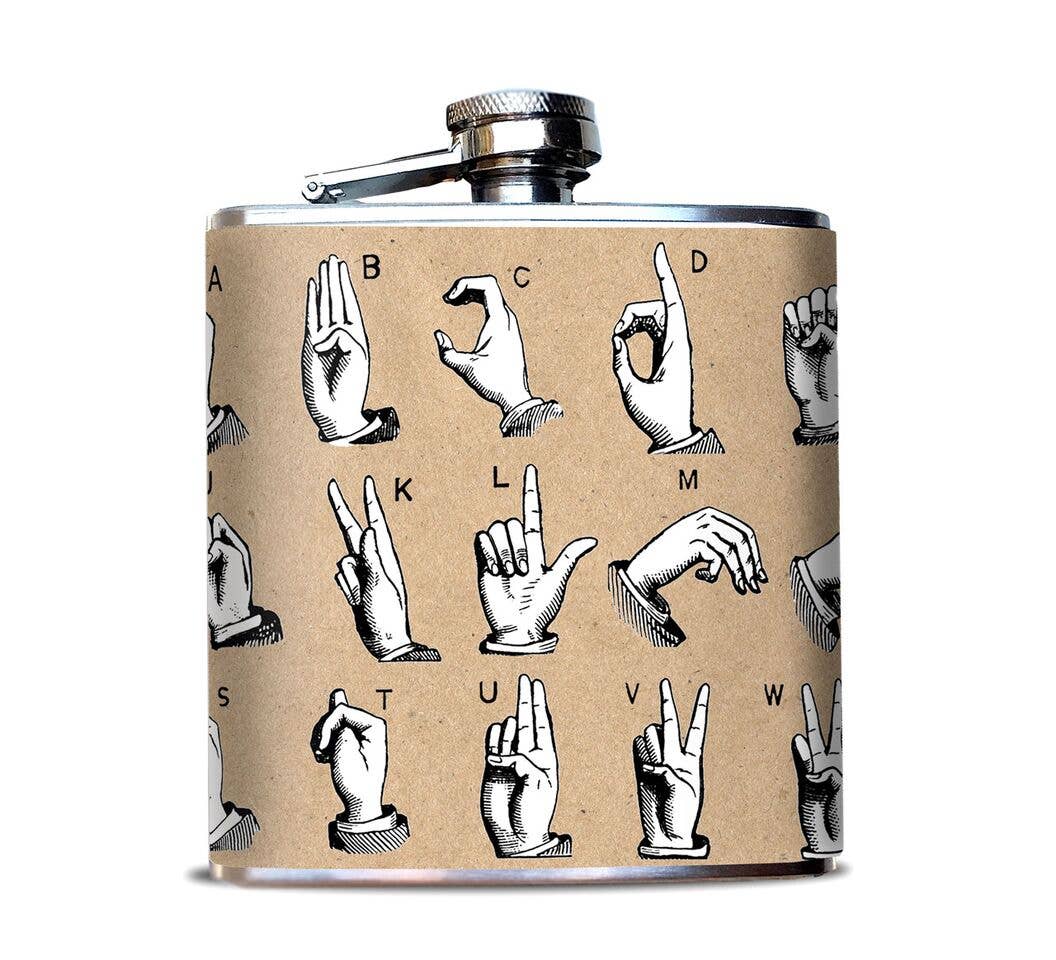 Sign language Alphabet Hip Flask