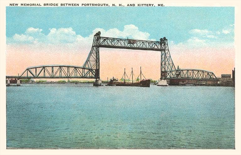 NH-65 Memorial Bridge, Portsmouth - Vintage Image, Magnet