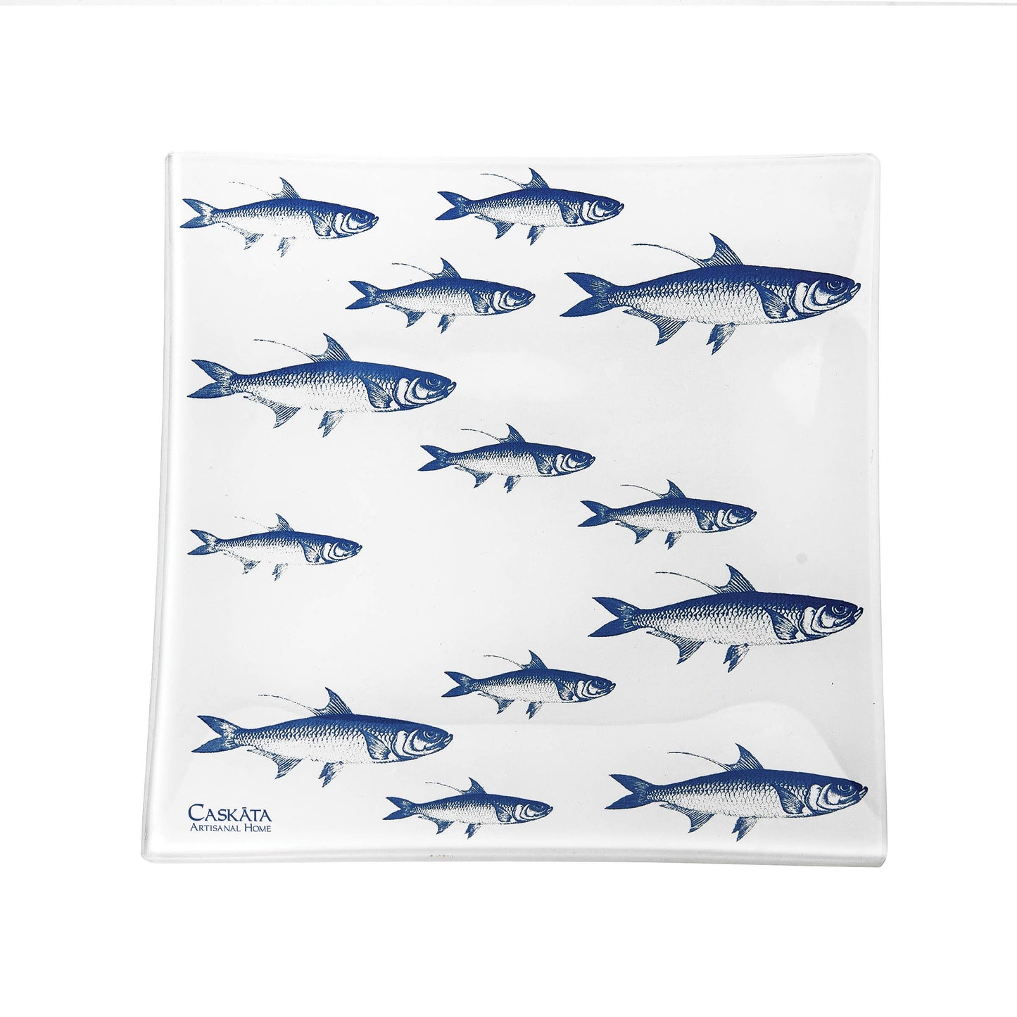 School Of Fish Coastal Decorative Glass Plate