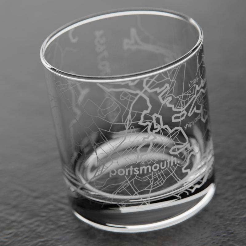 Portsmouth NH Map Rocks Glass