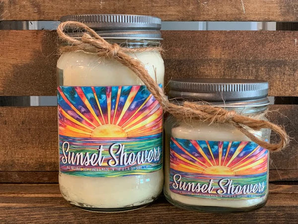 Vintage Sunset Showers Mason Jar Candle