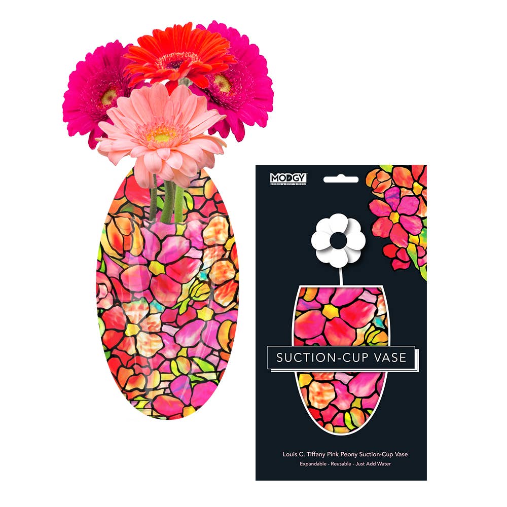 Louis C. Tiffany Pink Peony Oval Suction Cup Vase