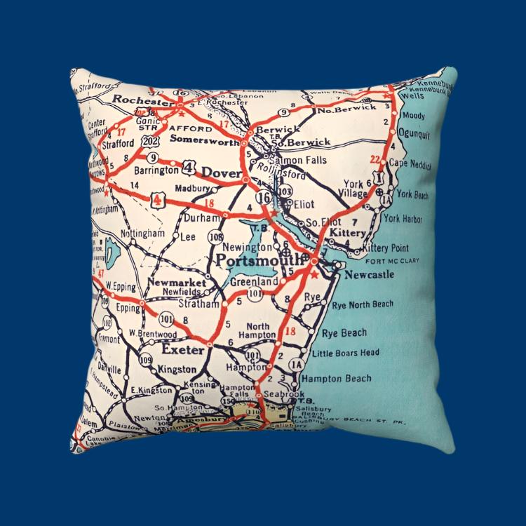 Portsmouth NH Map Pillow cover