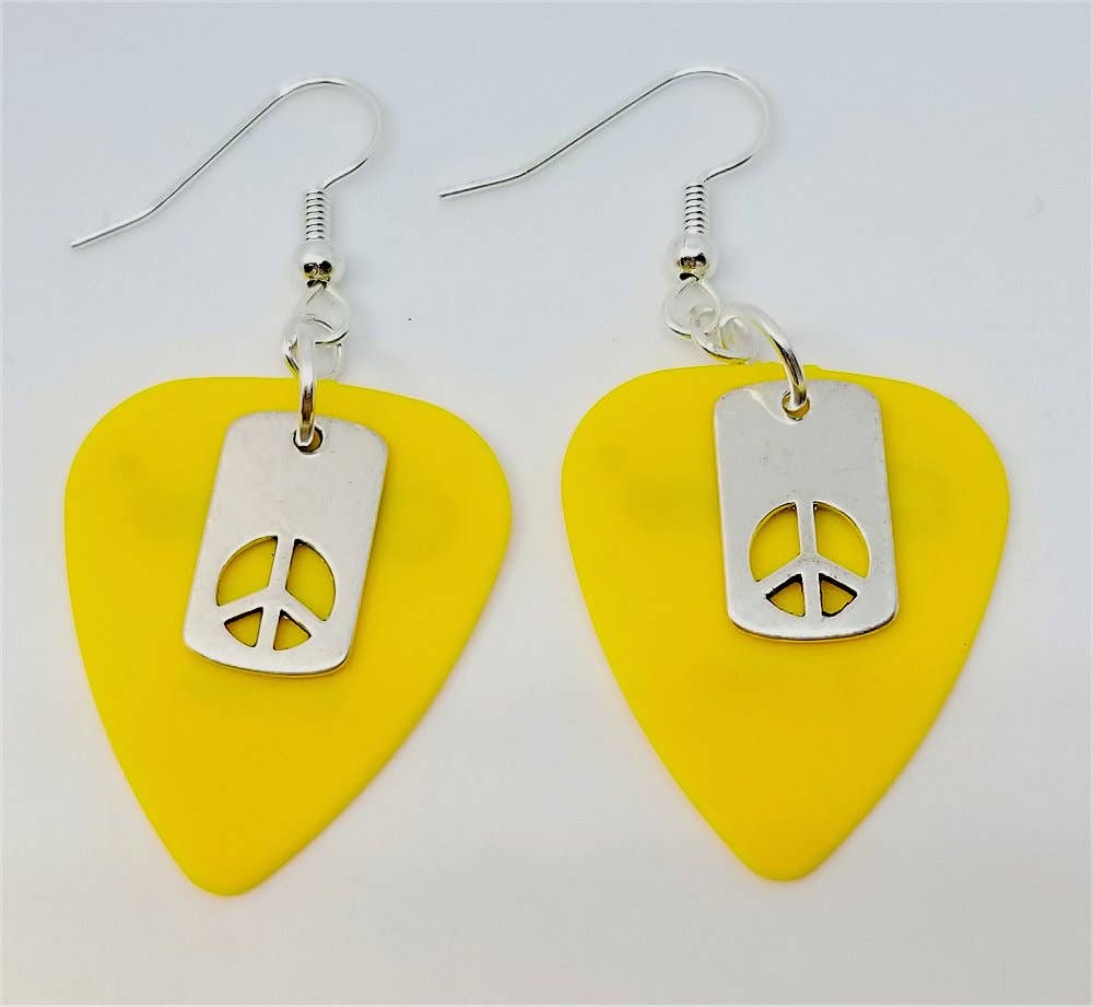 Small Peace Sign Cut Out Charm Earrings