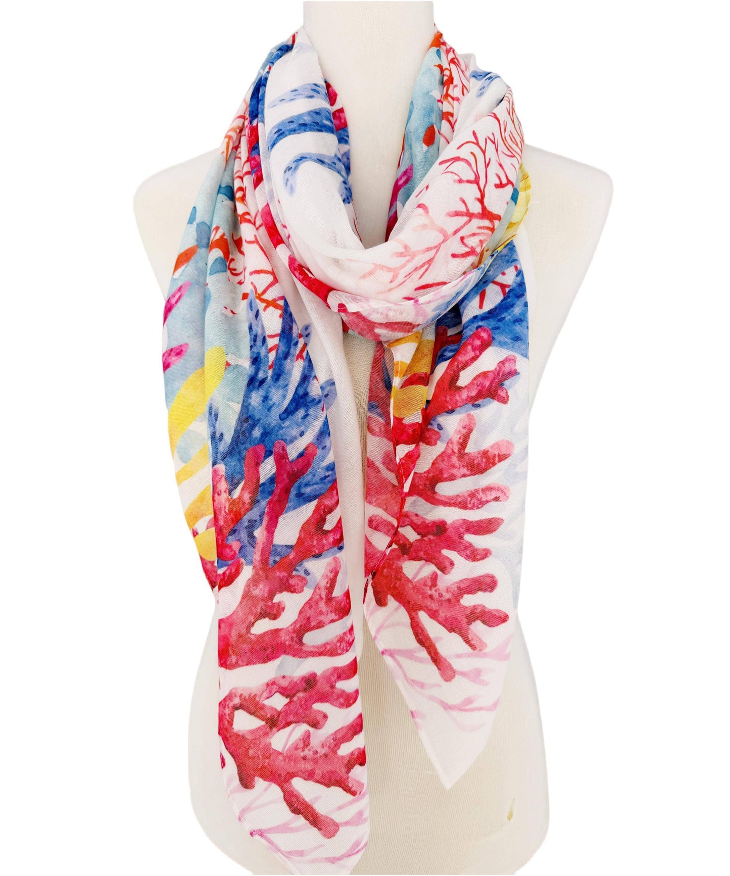 White-Multi Coral Scarf