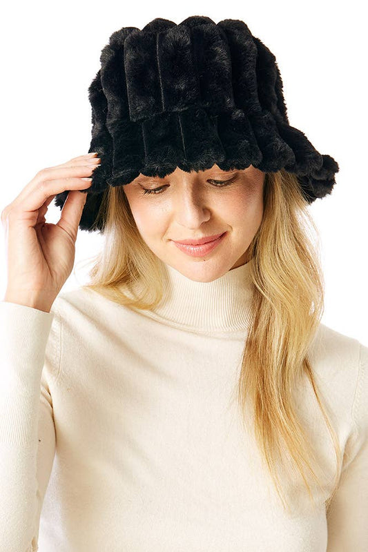 Solid Soft Faux Fur Bucket Hat