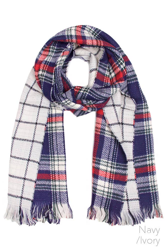 Reversible Plaid Check Pattern Winter Scarf