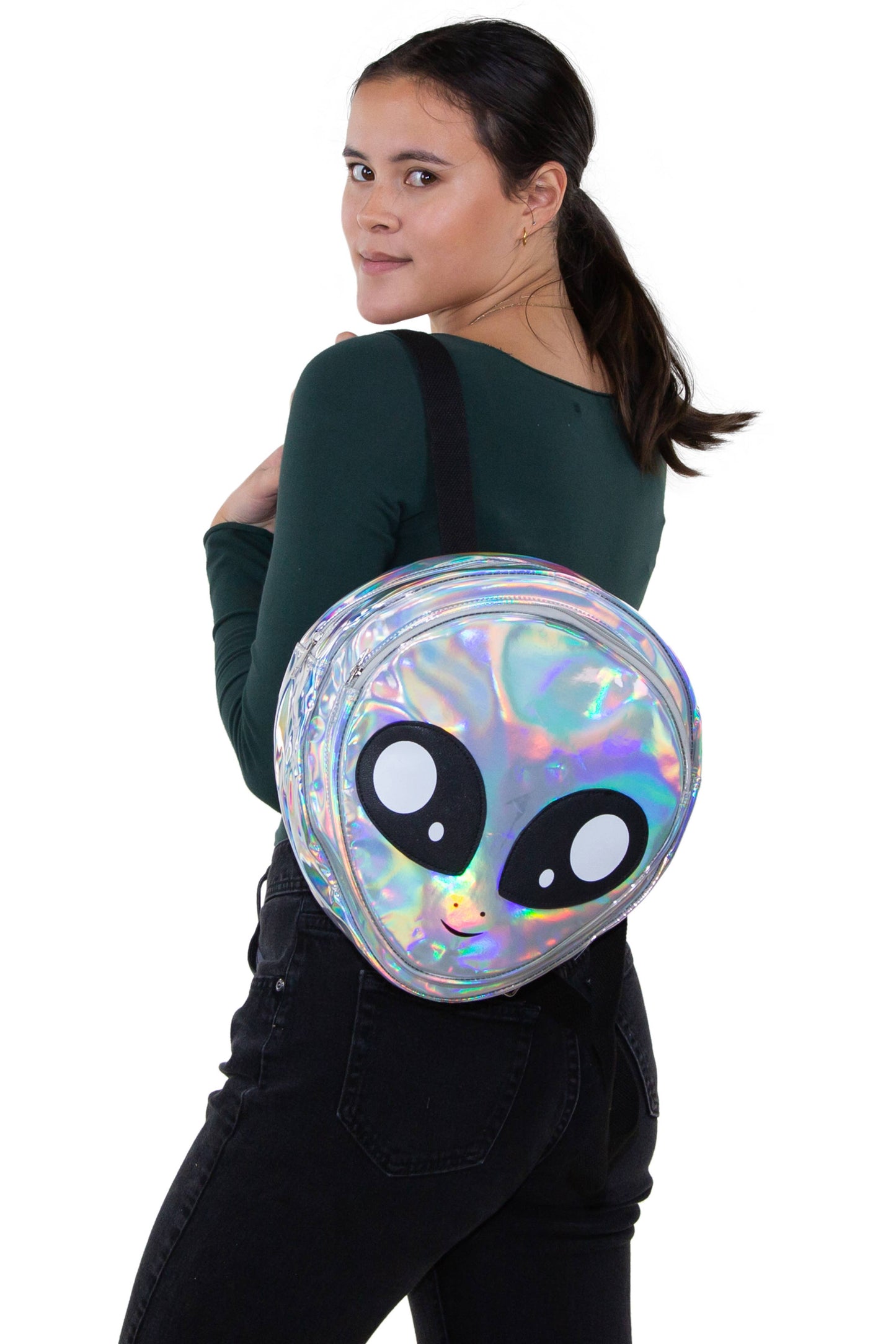 Iridescent Alien Head Backpack