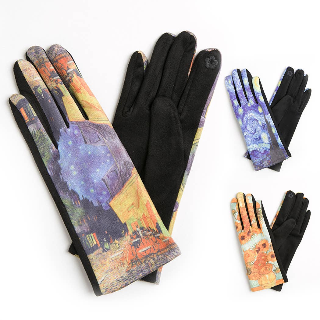 Women's Art Print Design Touch Gloves
