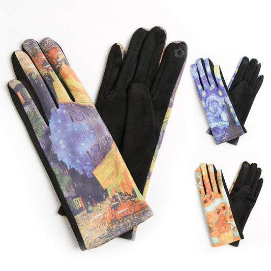 Women's Art Print Design Touch Gloves