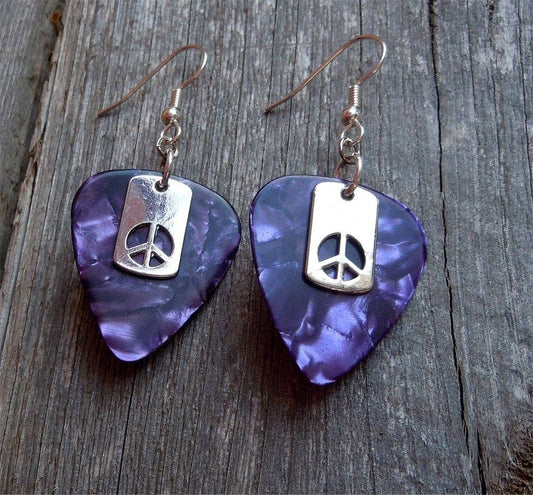 Small Peace Sign Cut Out Charm Earrings