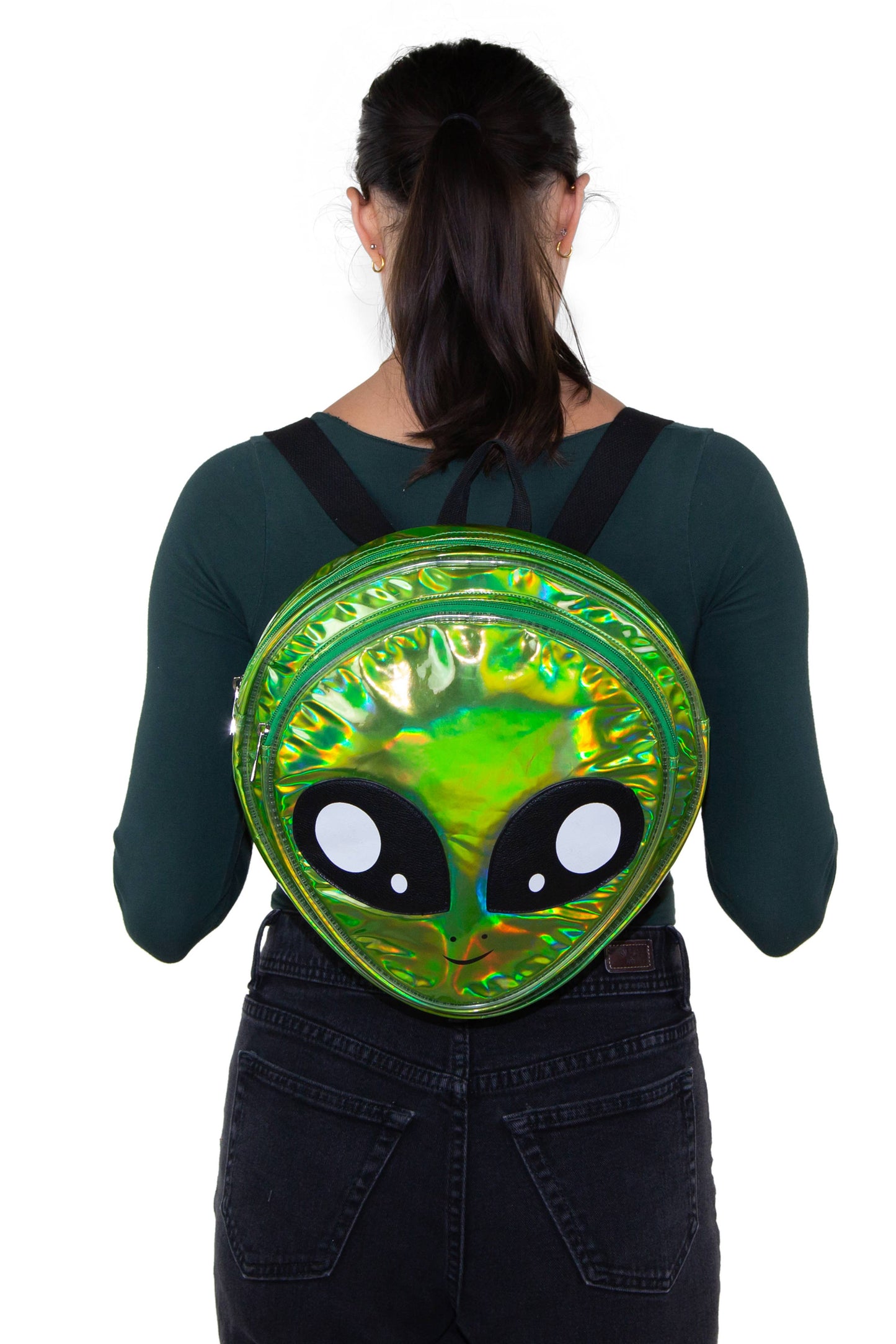 Iridescent Alien Head Backpack