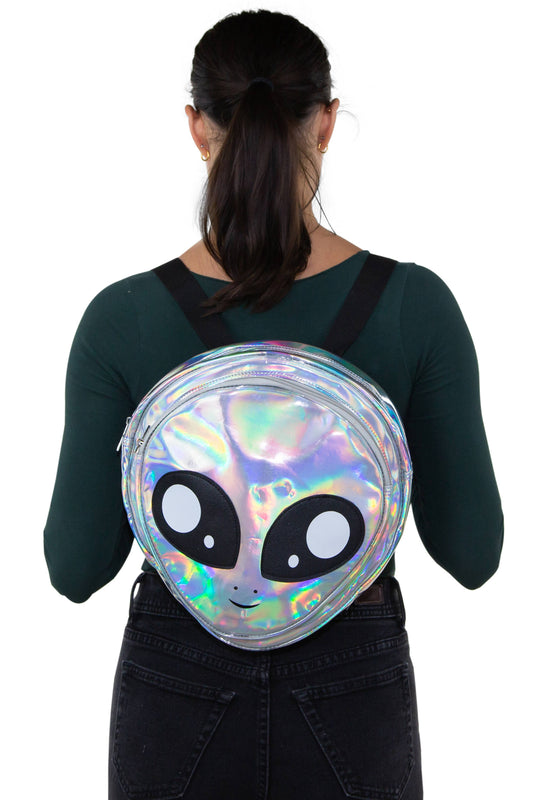 Iridescent Alien Head Backpack