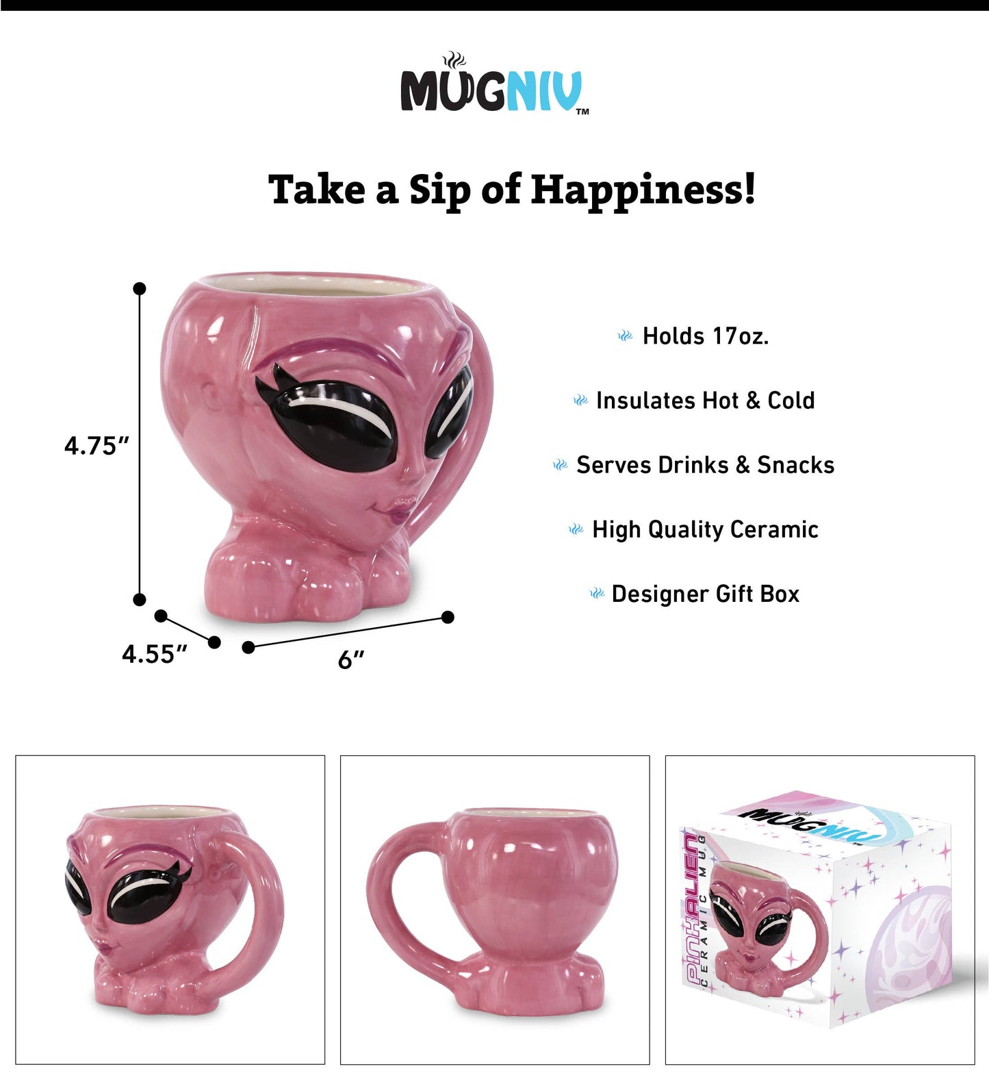Mugniv - Pink Alien Mug - 17Oz