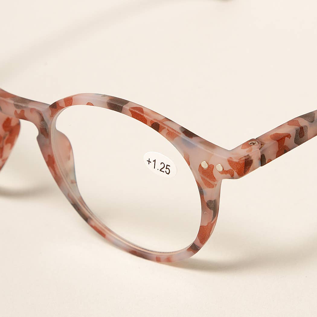 Unisex Camo Pattern Round Reading Glasses