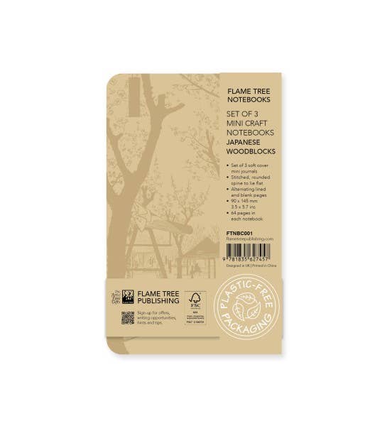 Japanese Woodblocks Set of 3 Mini Craft Notebooks
