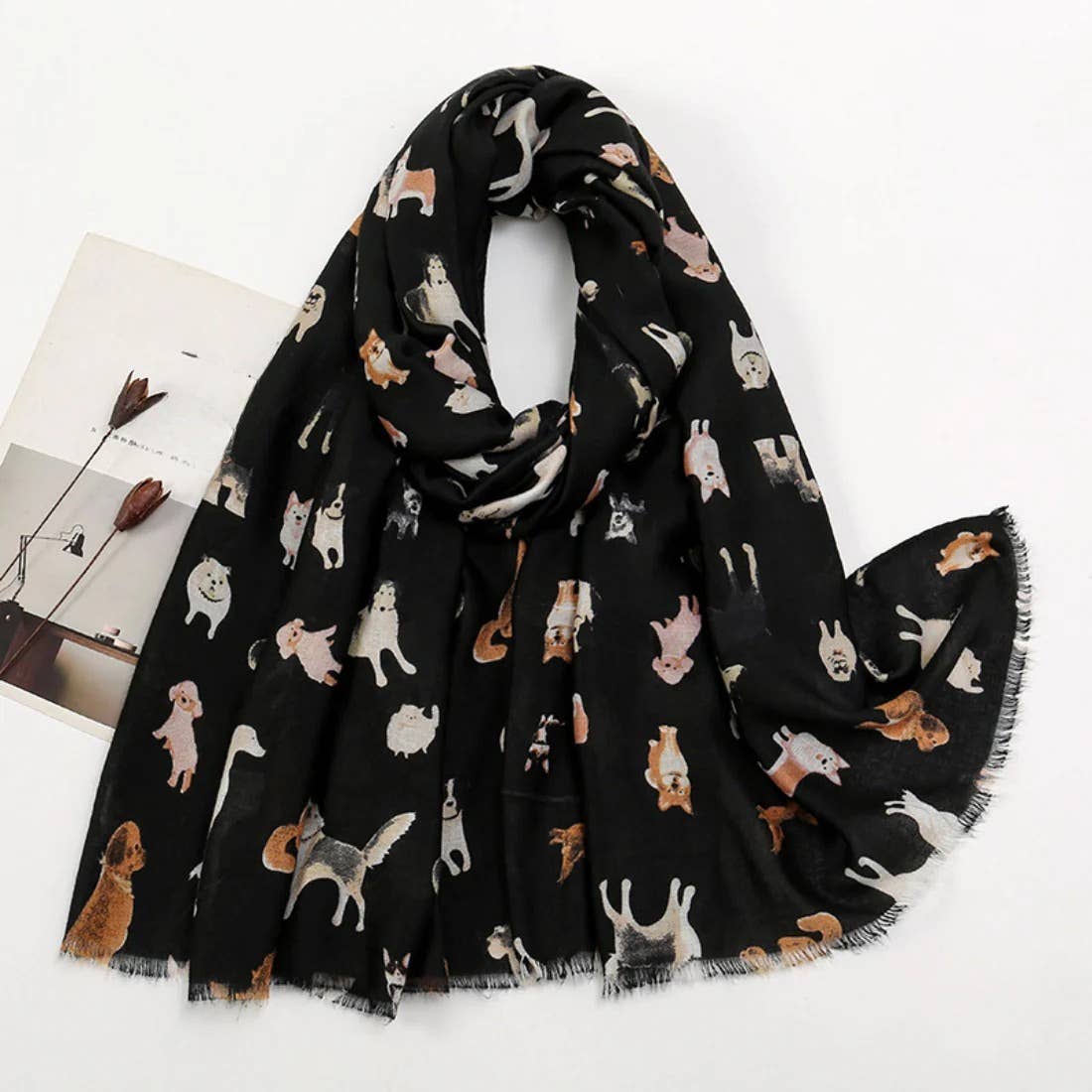 Cute Cartoon Dog Pattern Scarf