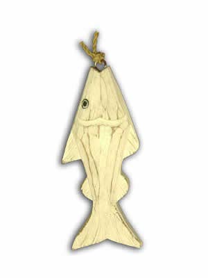 White fish wood hand carved & painted ornament