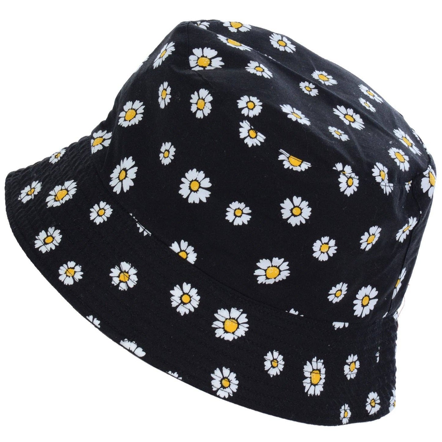 Black daisy bucket hat