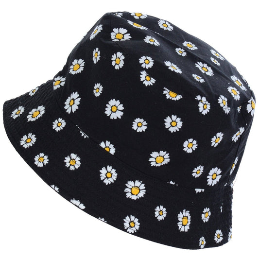Black daisy bucket hat