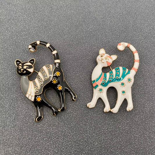Enamel Cat Brooch