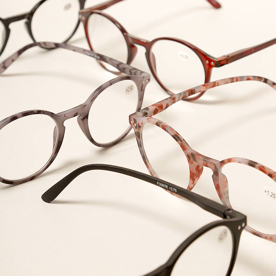 Unisex Camo Pattern Round Reading Glasses