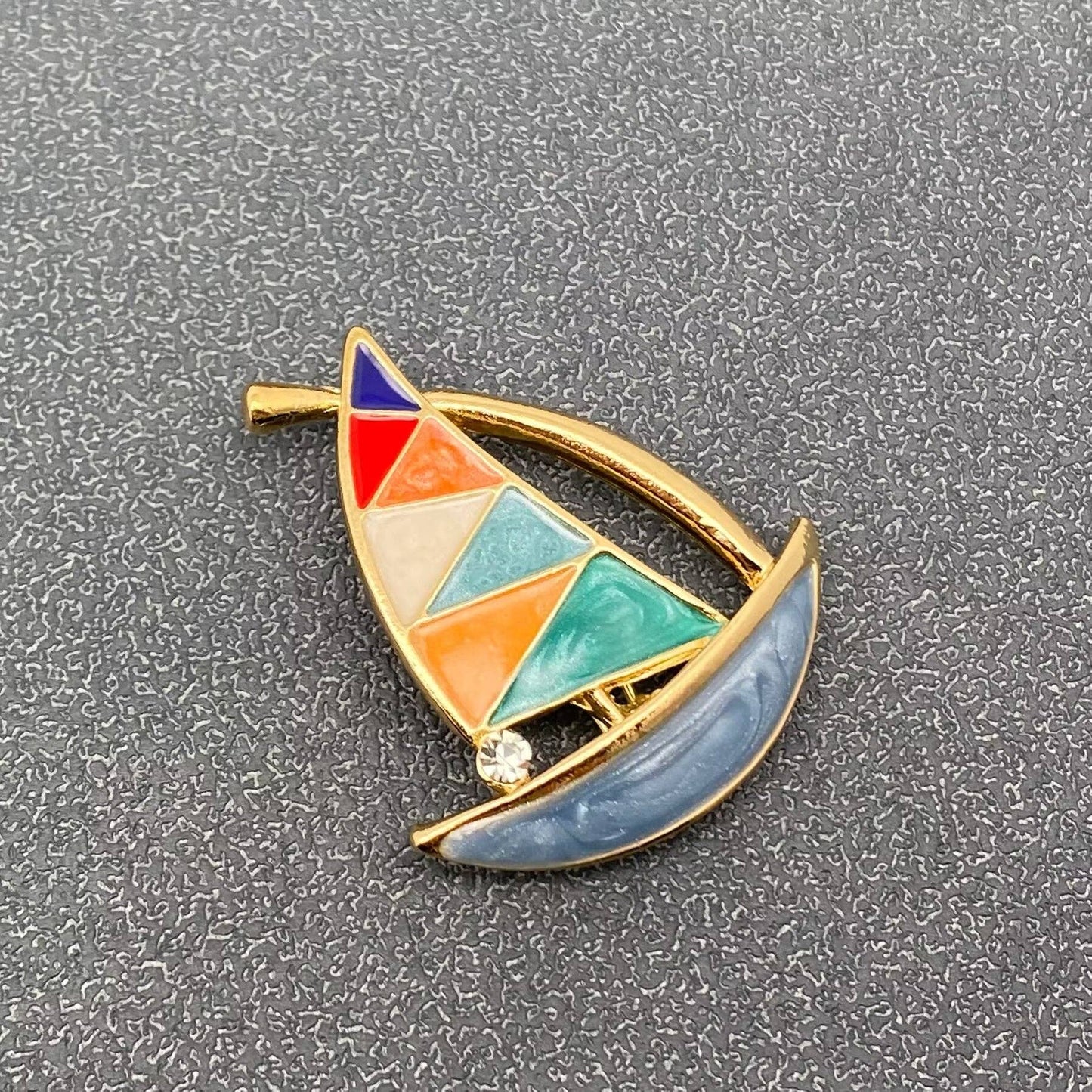 Colored Enamel Sailboat Brooch