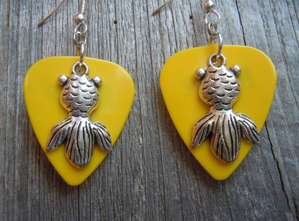 Goldfish Charm Guitar Pick Earrings