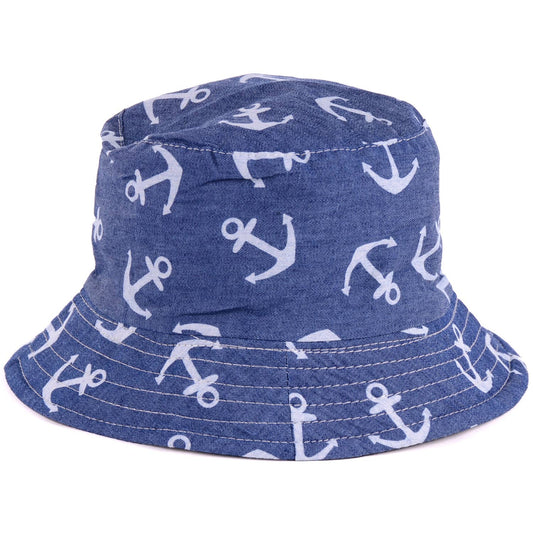 Navy anchor bucket hat