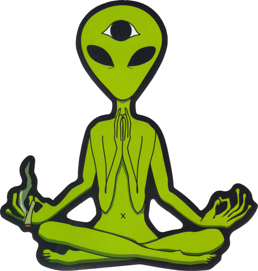 Sticker - Alien - Four-Armed, Three-Eyed Meditating
