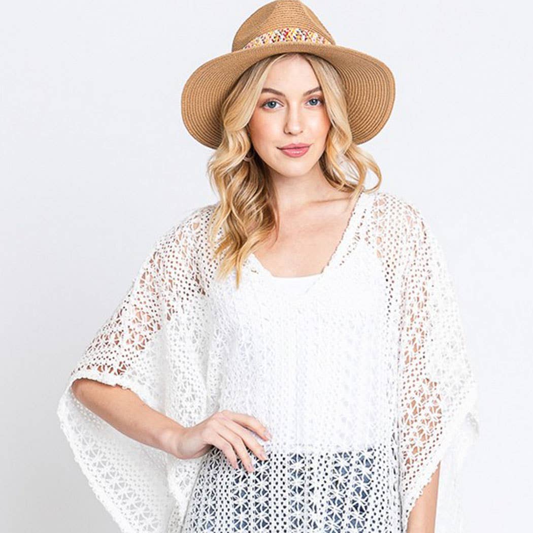 Multi color straw band hat