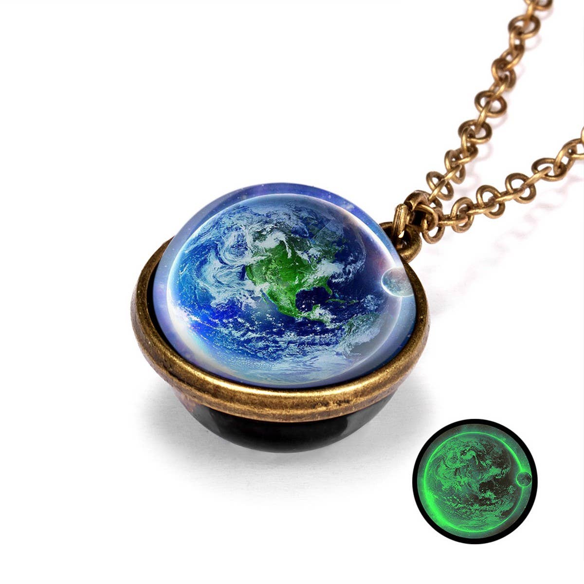 Double sided universe starry night necklace