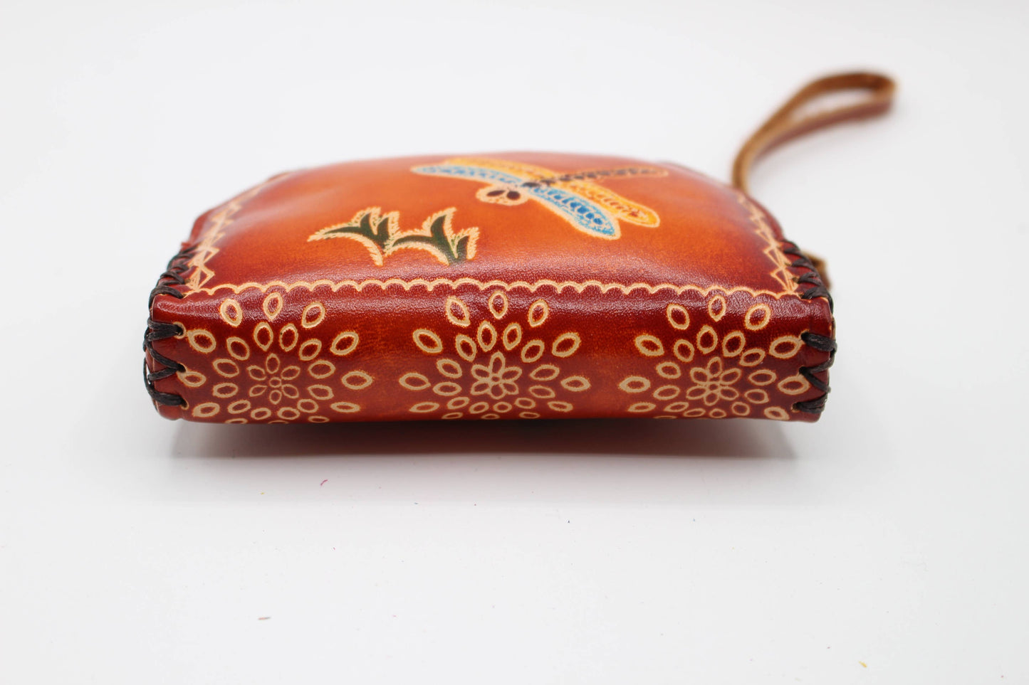 Handmade Dragonfly Wristlet leather coin purse wallet