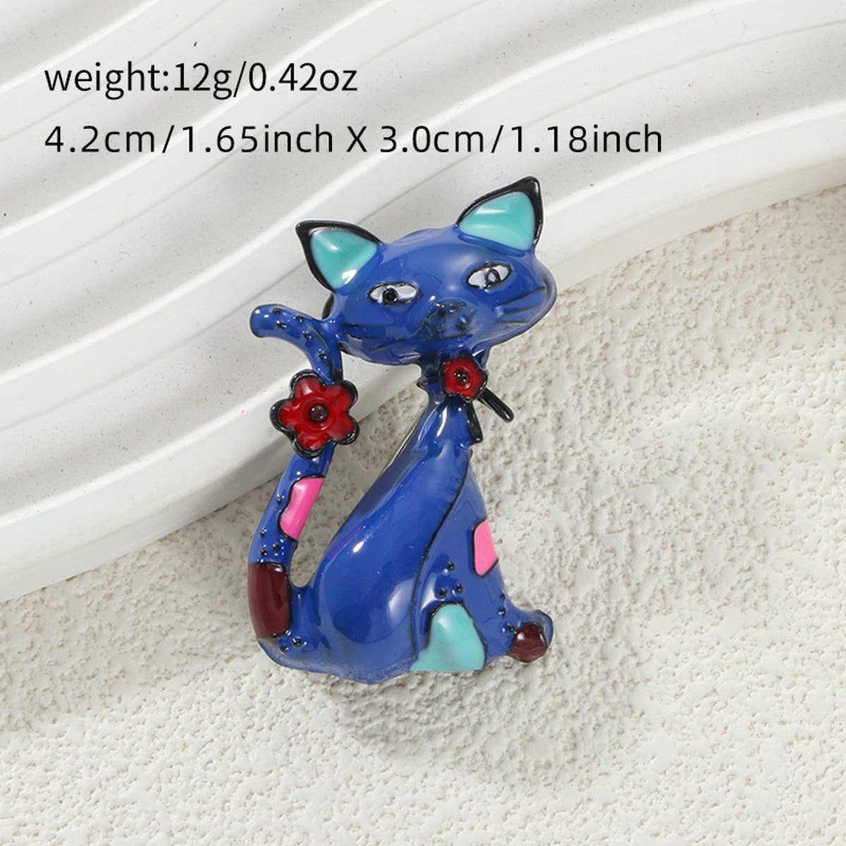 Cat and monkey enamel brooch/pin