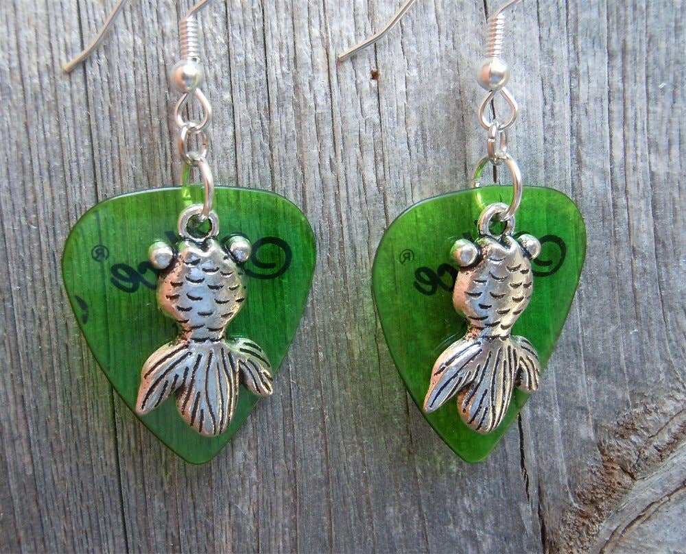 Goldfish Charm Guitar Pick Earrings
