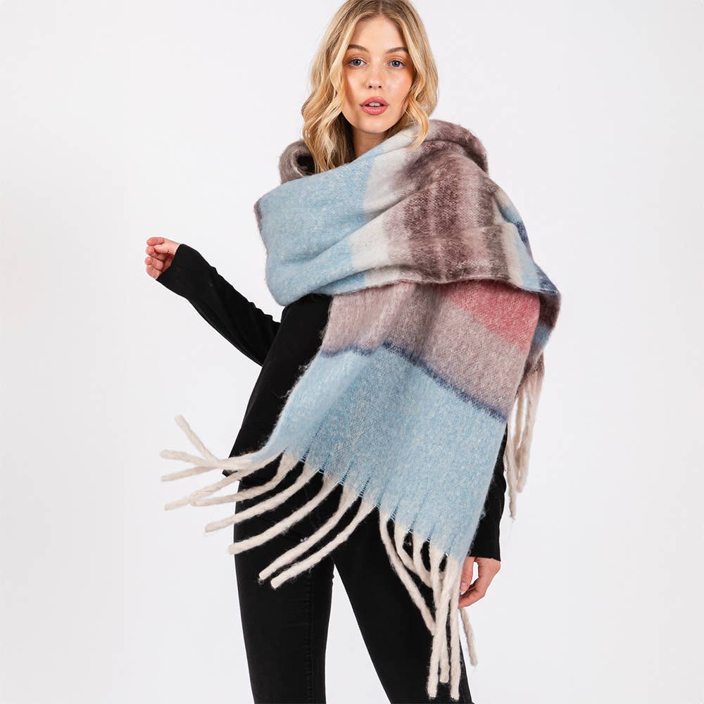 Brushed Multi Color Stripe Scarf