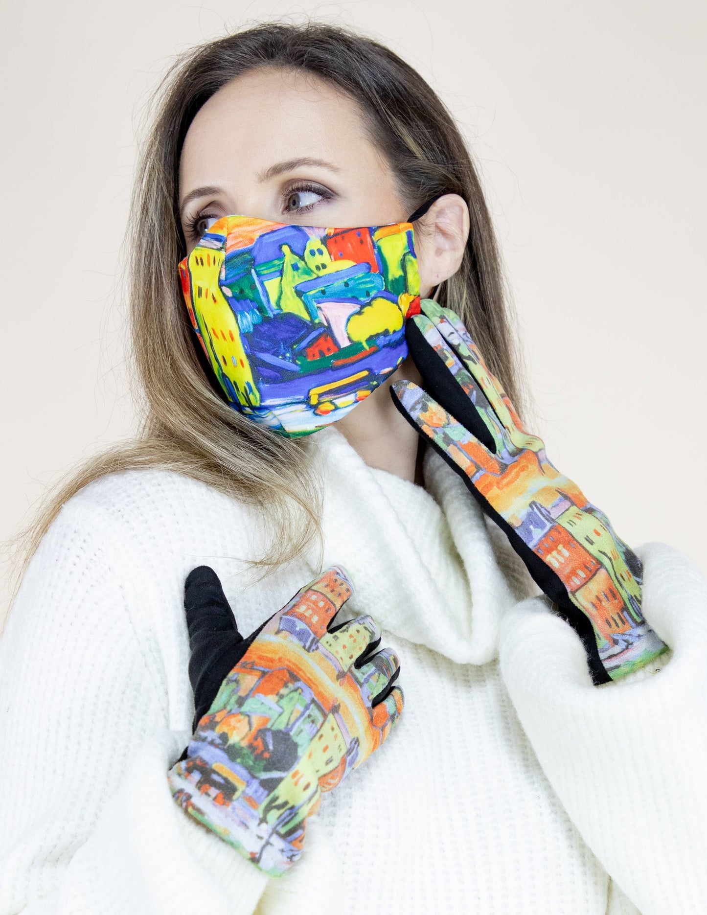 Vibrant Apartment Buildings Gloves (TS)